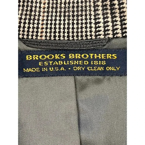 Brooks Brothers Men Gray Houndstooth Notch Lapel Camel Hair Single Breas… - Picture 5 of 11